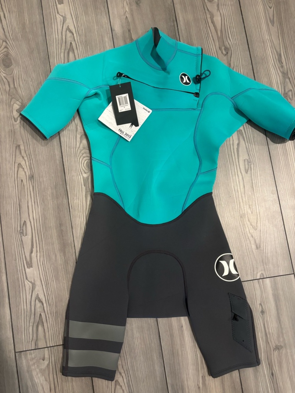 Hurley Teal & Charcoal Short-Sleeve Shorty Wetsuit